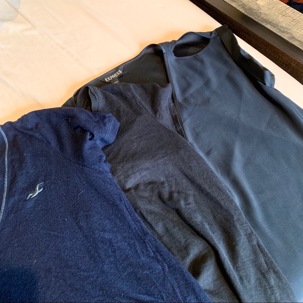 3 LOT Dark tee shirts HOLLISTER LOFT EXPRESS